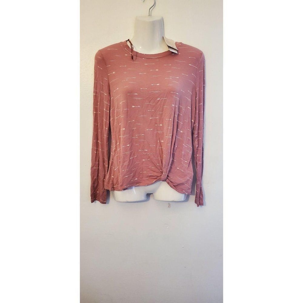 Self Esteem Long Sleeve Knot Front T Shirt M Pink